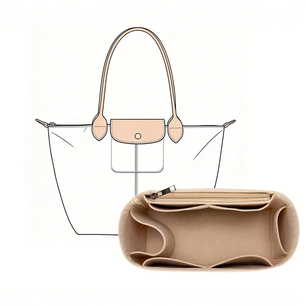 Wallets - バッグ用オーガナイザー、フェルト製、ハンドバッグ用仕切り、女性用化粧品収納、トートバッグ用、化粧品の型崩れ防止