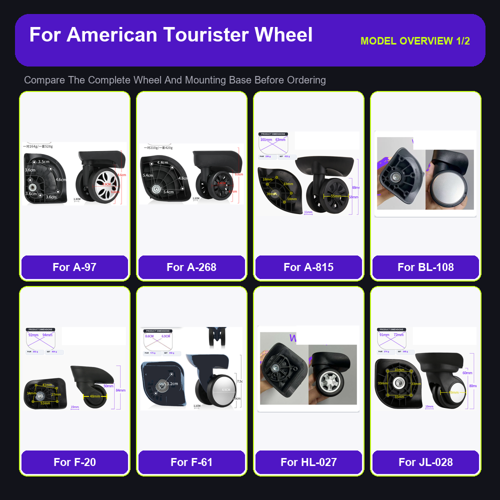 Silent Replacement Luggage Wheels - アメリカン・ツアーイスター A-97 サイレントスピナーキャスター用、耐久性に優れた交換用スーツケース車輪。旅行用スーツケースの修理部品、アクセサリー。