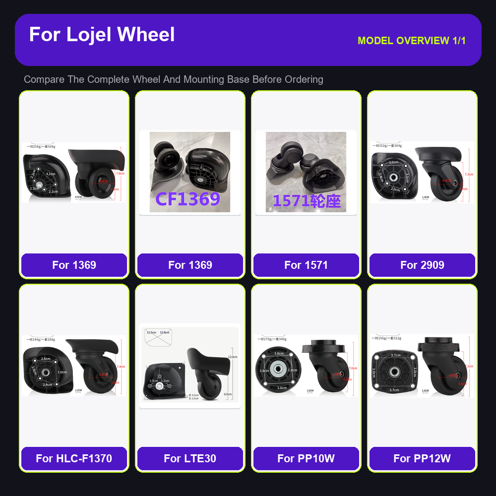 Silent Replacement Luggage Wheels - ロジェル1369、1571、2909用、耐久性に優れた交換用スーツケースキャスター。静音スピンナー、修理部品、旅行用スーツケースアクセサリー。