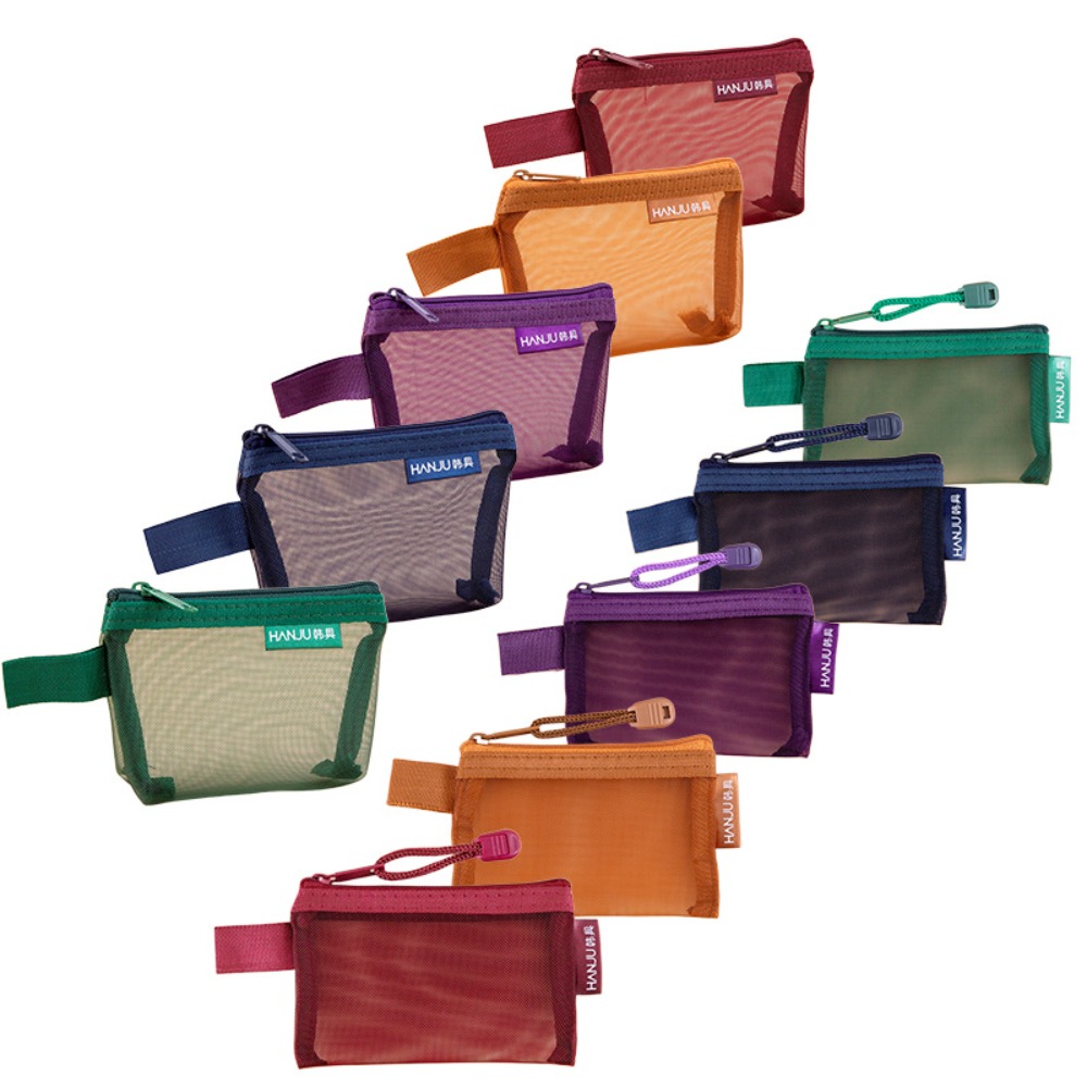 Cosmetic Bags - 携帯用メッシュ素材のトラベルグリッドバッグ、ミニナイロンメッシュ、三角メッシュ、コスメティックバッグ。