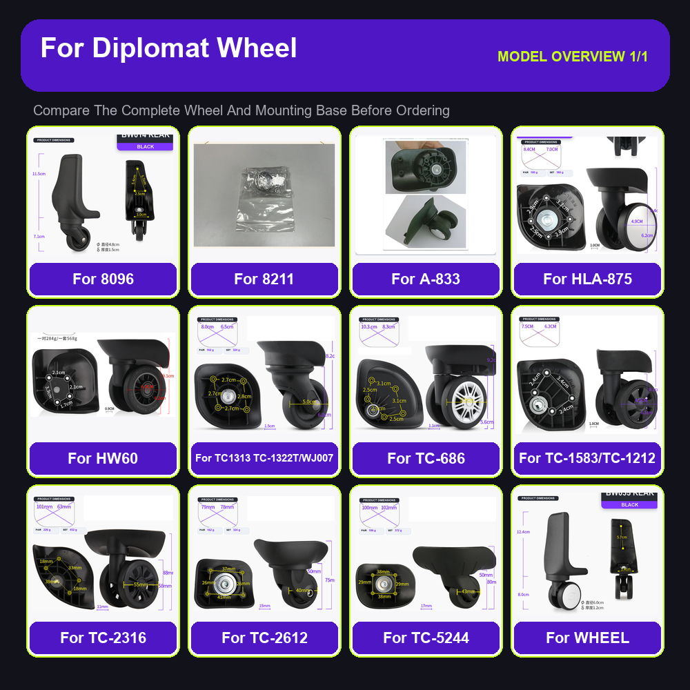 Diplomat 8096、8211、HW60用、耐久性に優 - Silent Replacement Luggage Wheels のレビューと価格