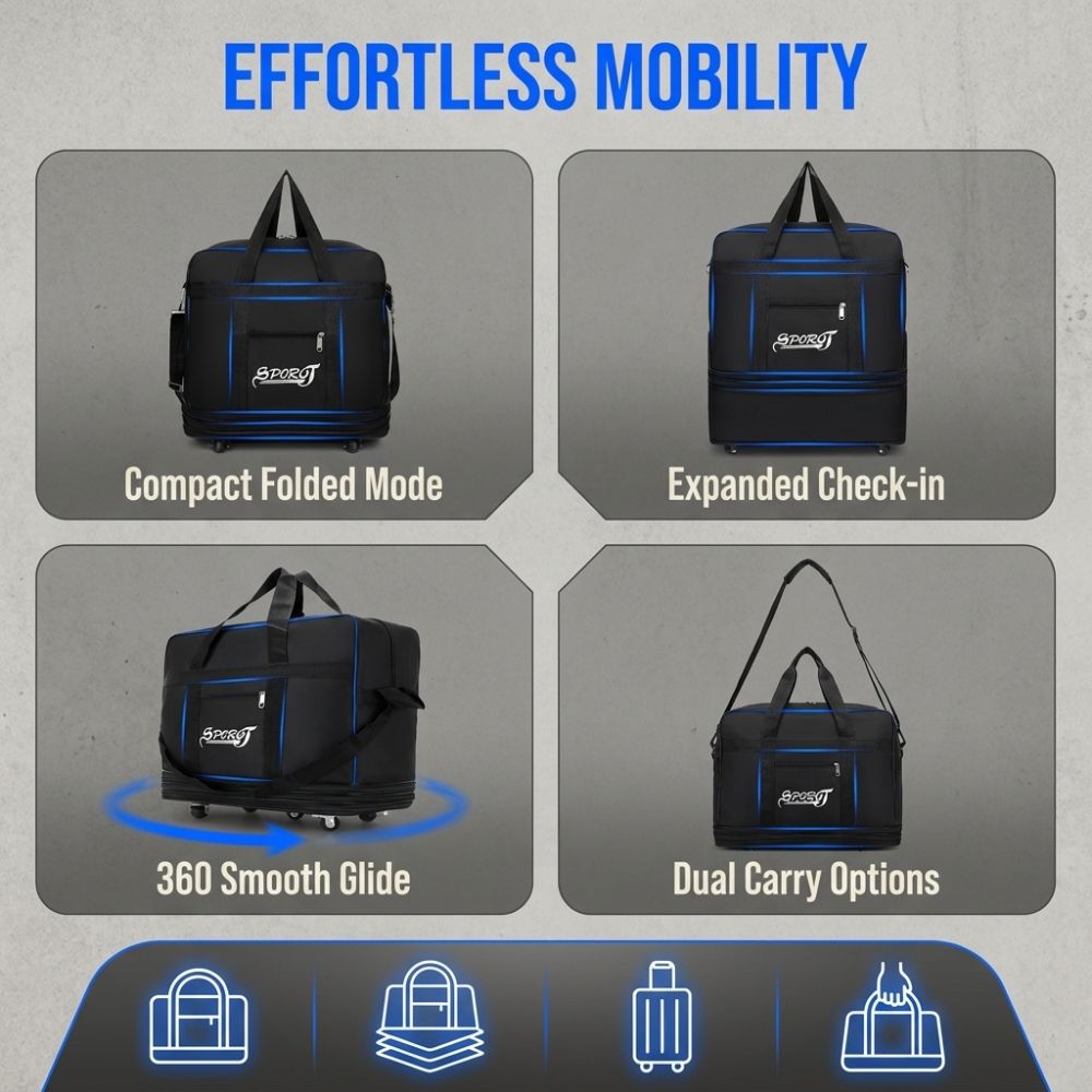 丈夫なオックスフォード生地を使用した、拡張可能なキャスター付 - Foldable Rolling Luggage Bag のレビューと価格