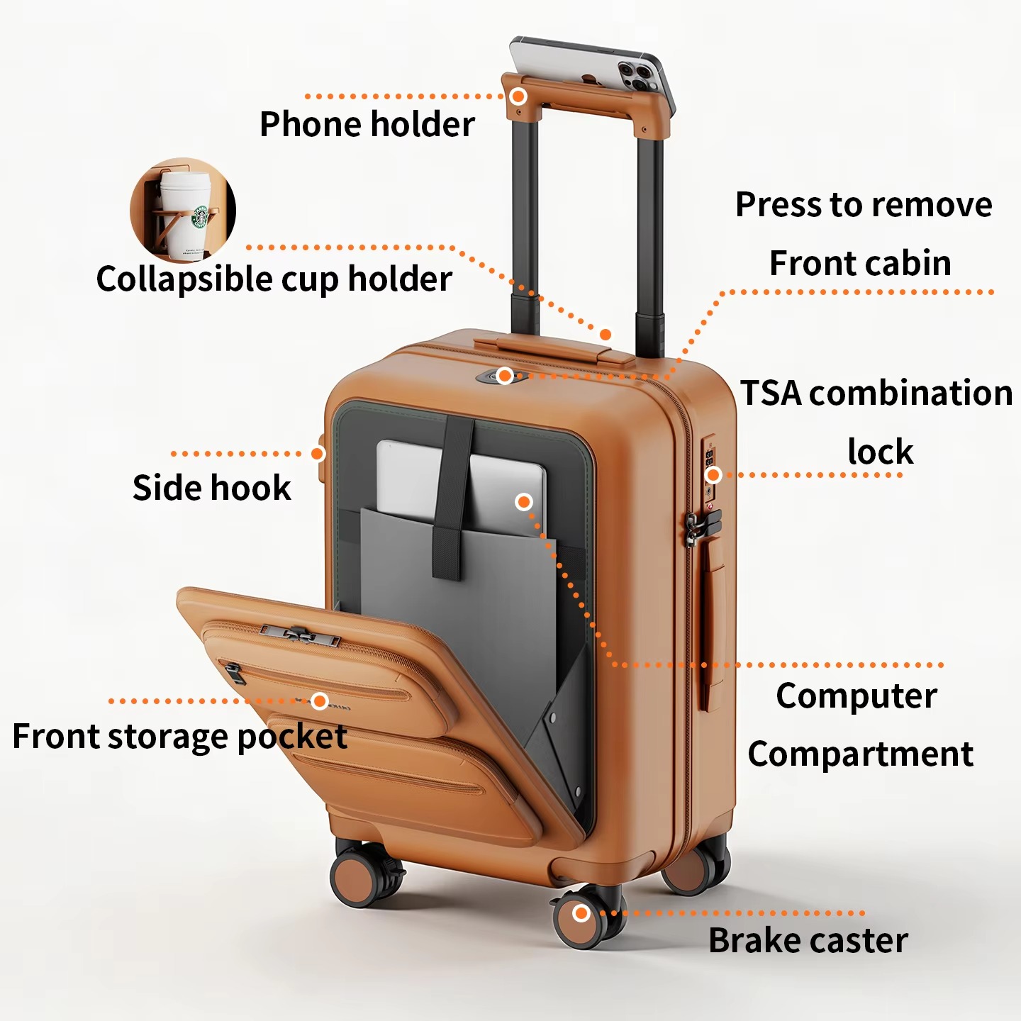 取り外し可能なノートパソコン用ポケット付き、多機能スーツケー - Spinner Wheel Rolling Suitcase 20 Inch のレビューと価格