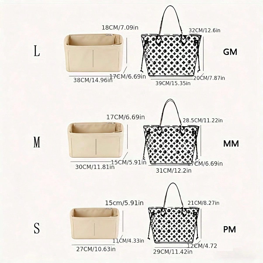 フェルト製の仕切り付きバッグオーガナイザー、多機能ポケット付 - Handbags のレビューと価格